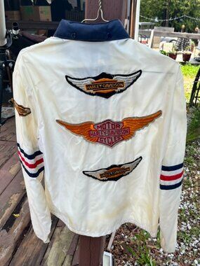 Vintage Light Jacket With Vintage Harley Davidson Patches